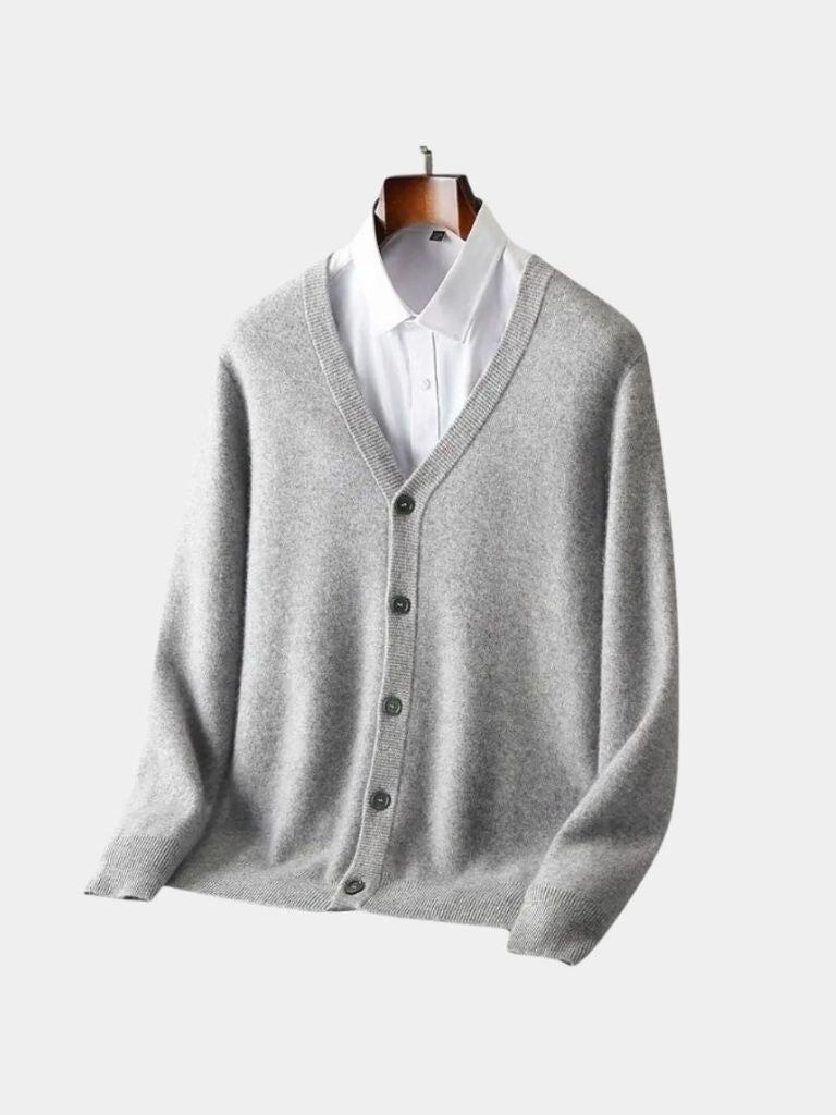 100% Merino Wool V-Neck Cardigan