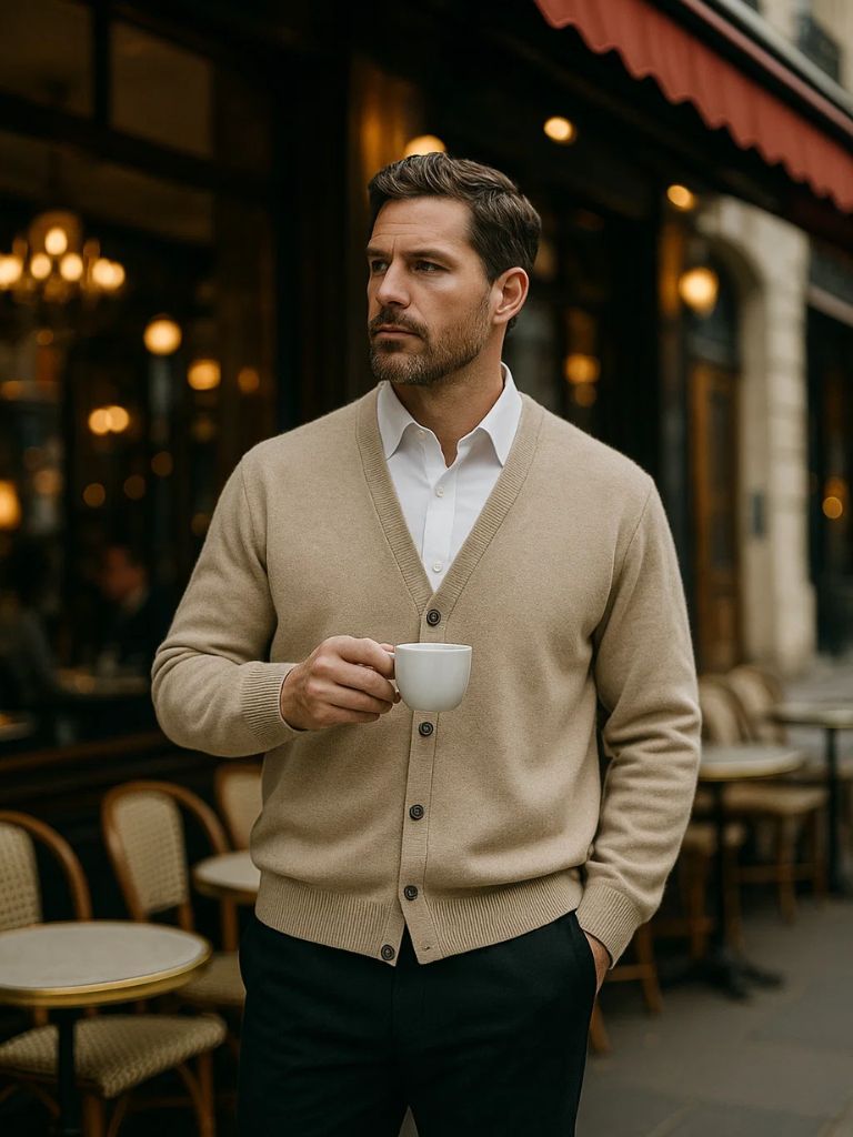 100% Merino Wool V-Neck Cardigan