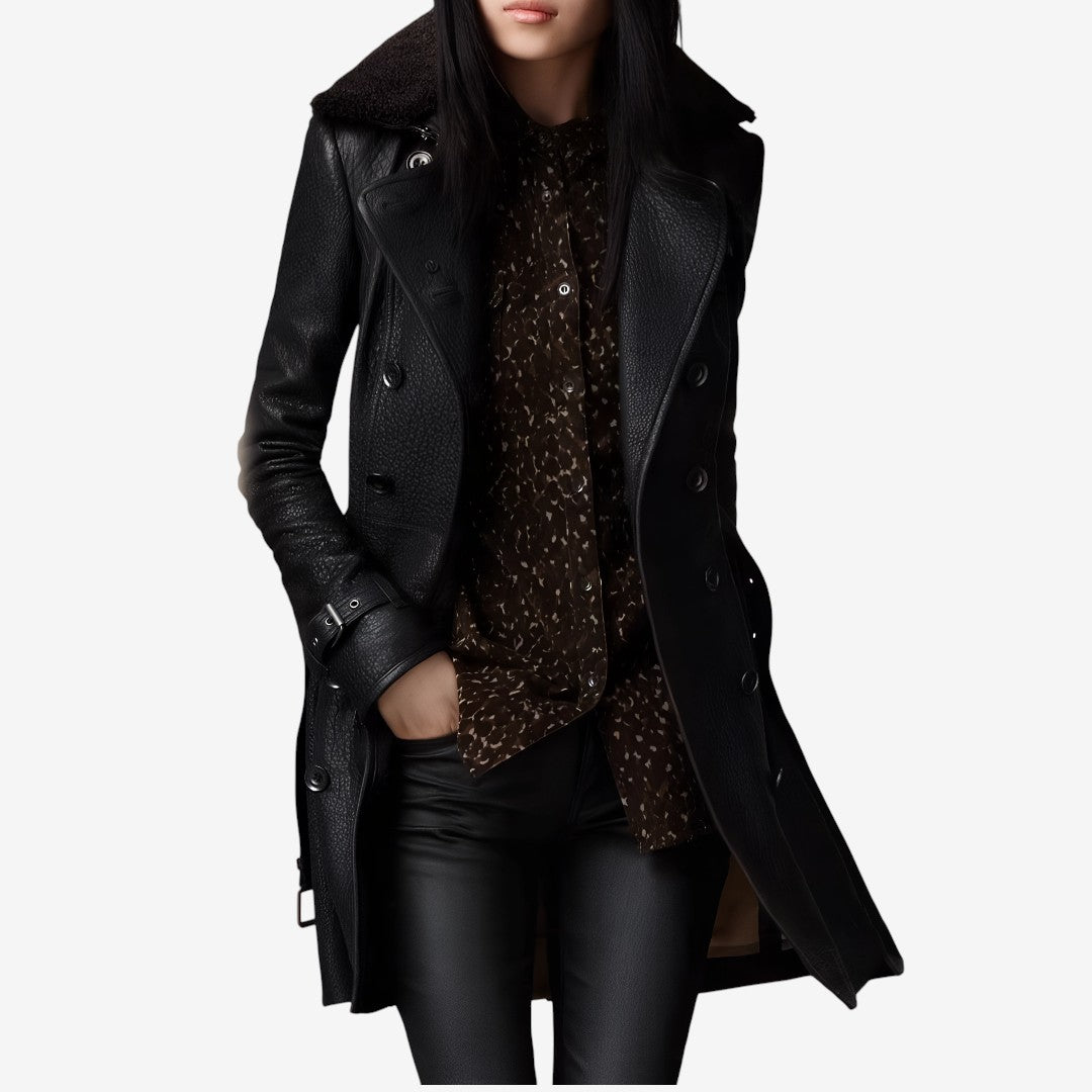 Elegant 3/4 Leather Coat