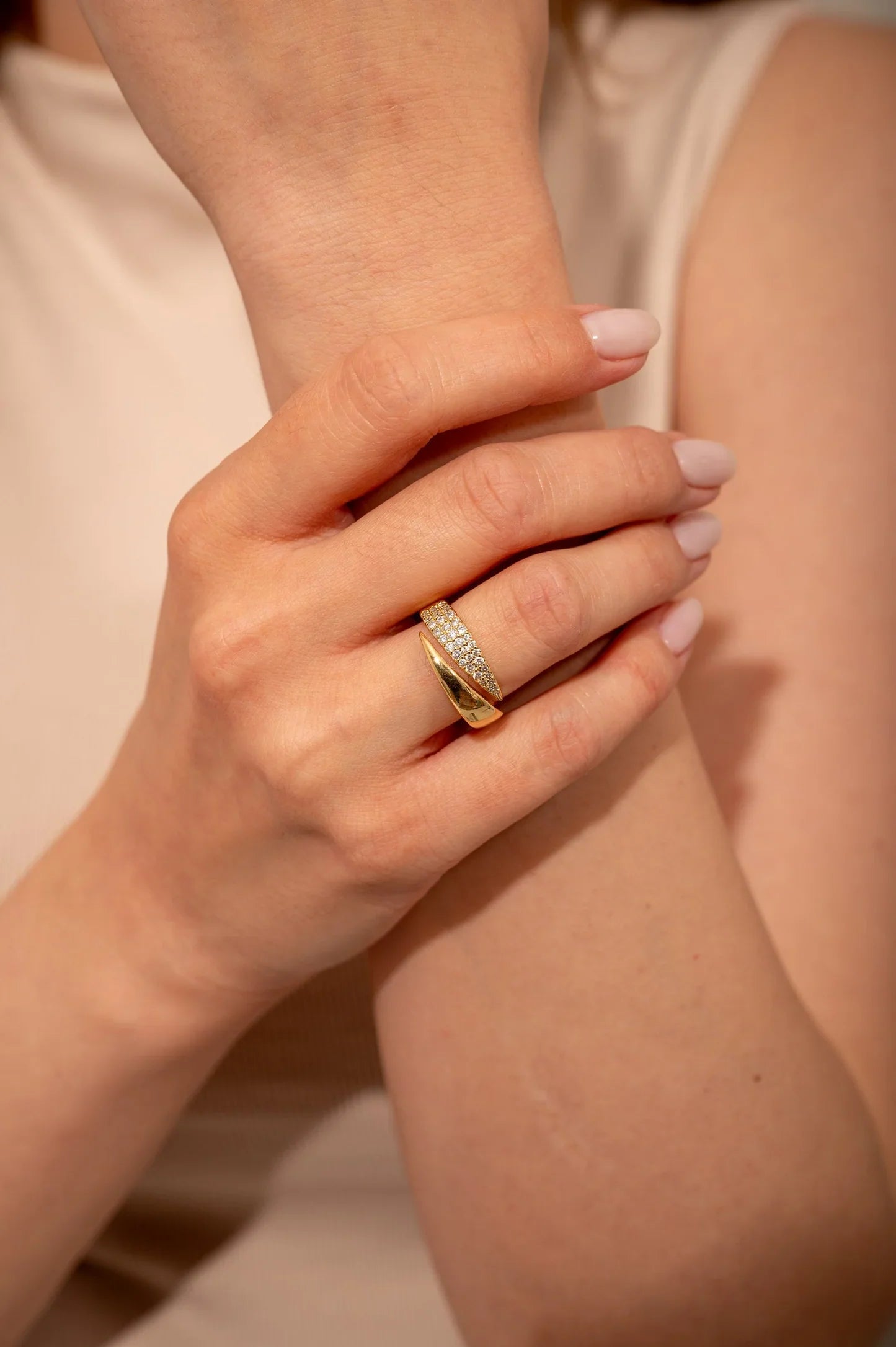 Symbolic Gold Ring with Sparkling Stones (Buy 1 Get 1 FREE)