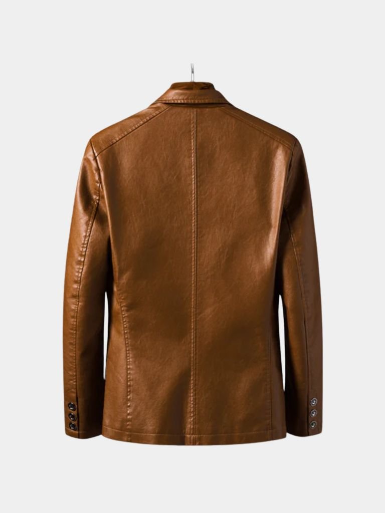 Bold Leather Jacket in Caramel Colour