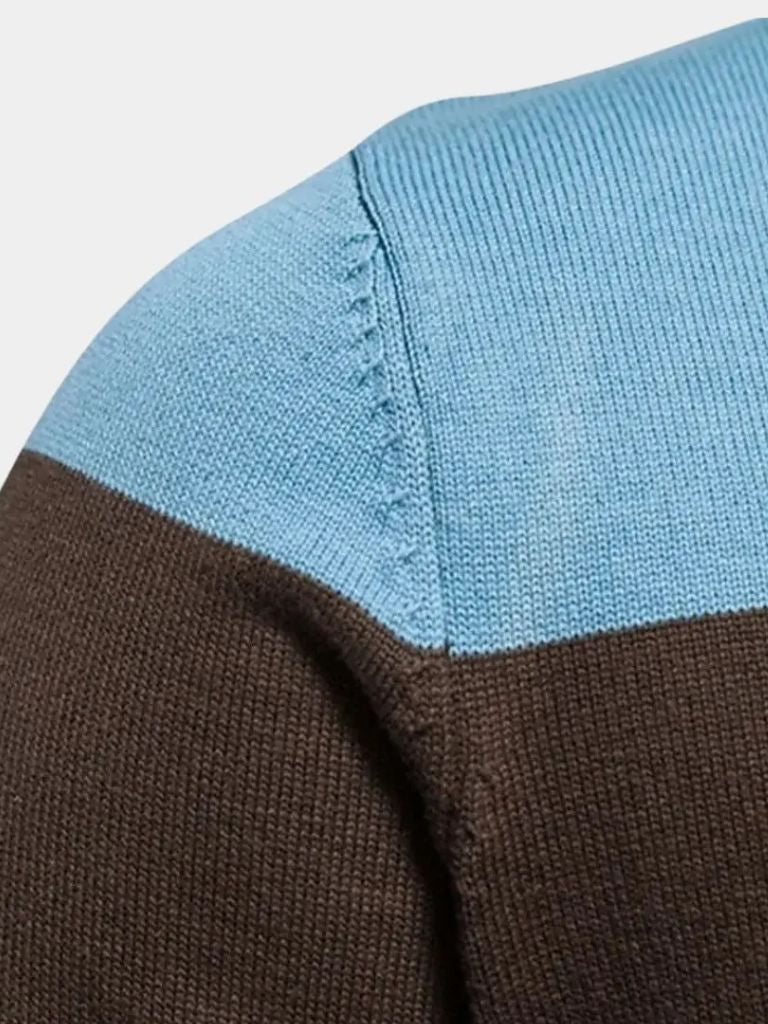 Cardigan Sweater with Zipper and Stand-Up Collar