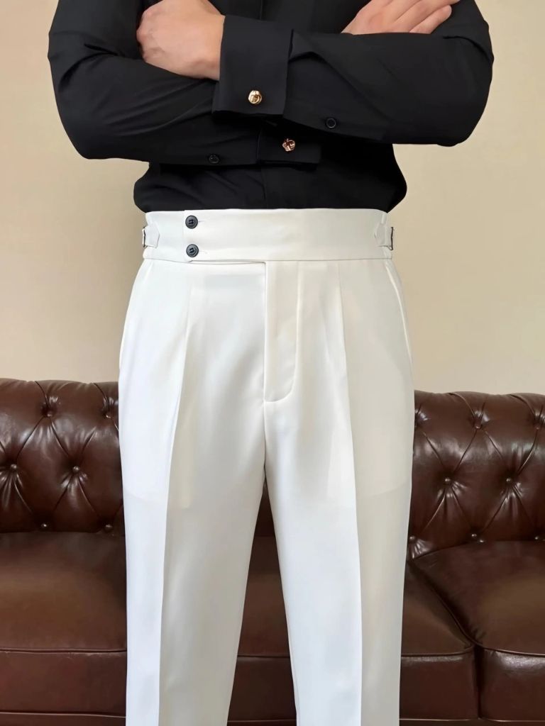 Classic Italian Stretch Trousers with Side Panels