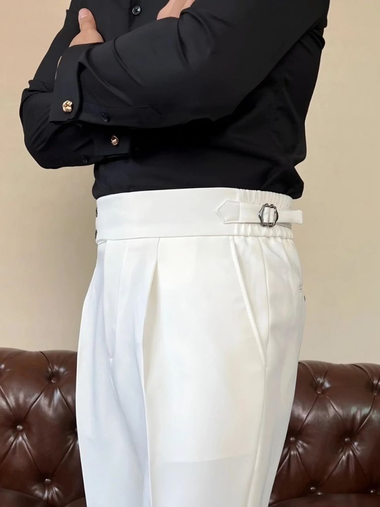 Classic Italian Stretch Trousers with Side Panels
