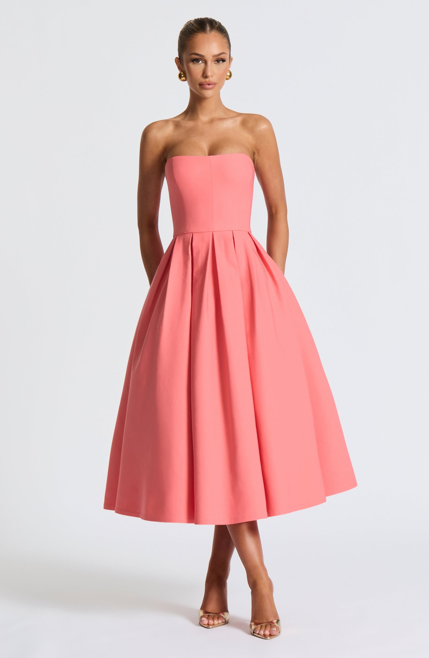 Edith Midi Dress - Pink Coral