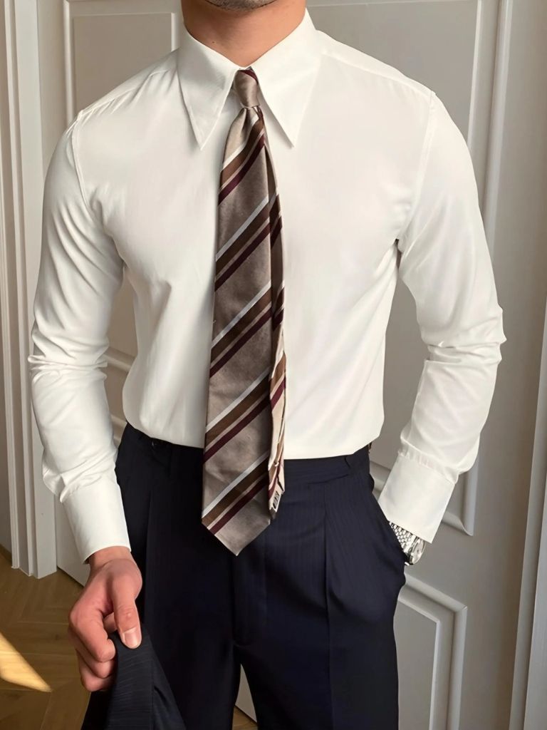 Elegant Shirt with Blade Collar