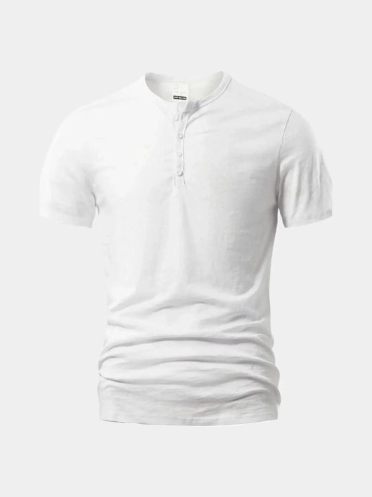Basic Casual Henley Neck T-Shirt