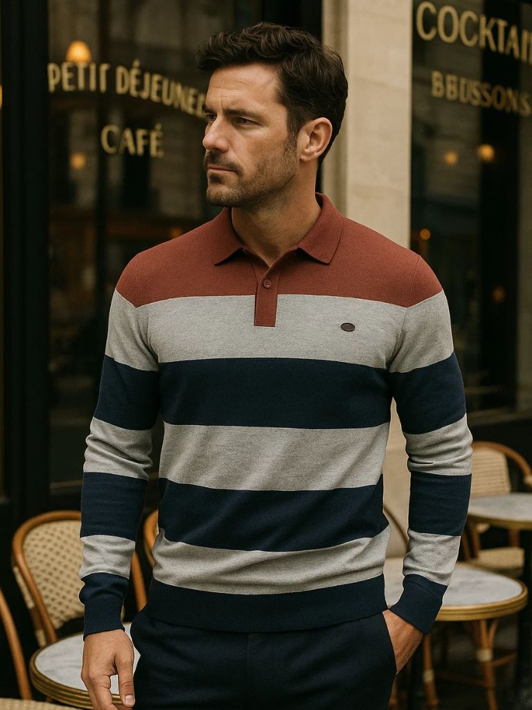 Sweater with Colourful Half-Zip