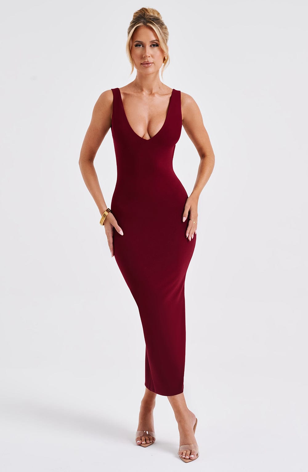 Lucinda Midi Dress - Bordeaux