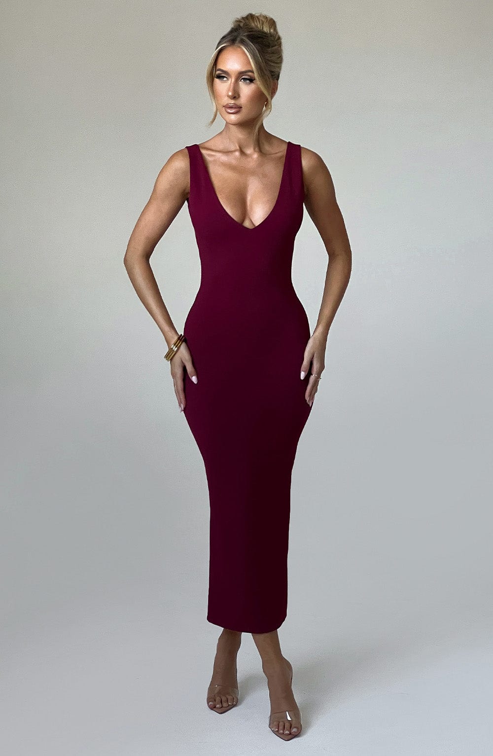 Lucinda Midi Dress - Bordeaux