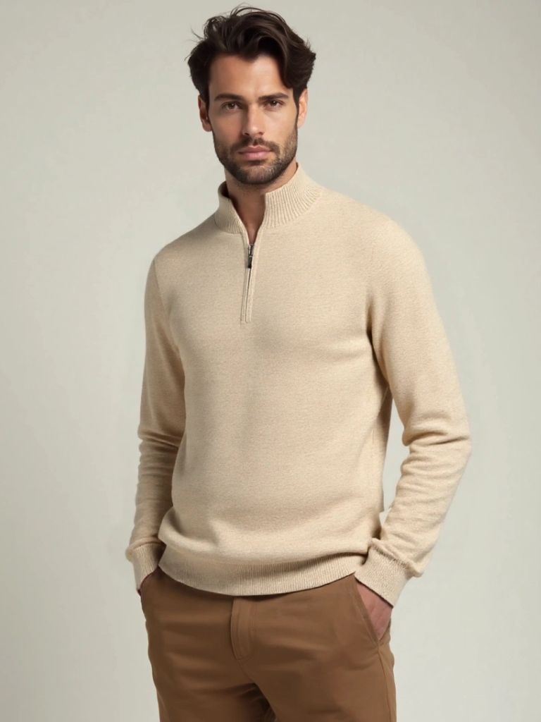 Merino Sweater with Half-Zip