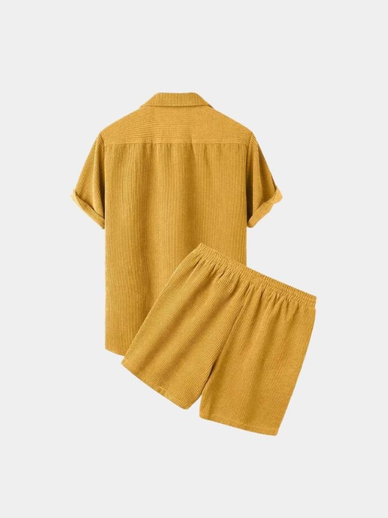 Minimalist Shorts and Shirt Set in Corduroy Material