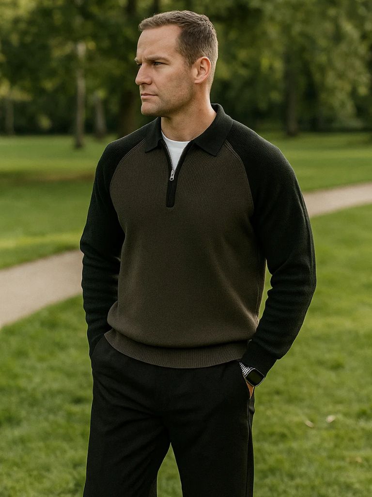 Raglan Sweater with Quarter Zip