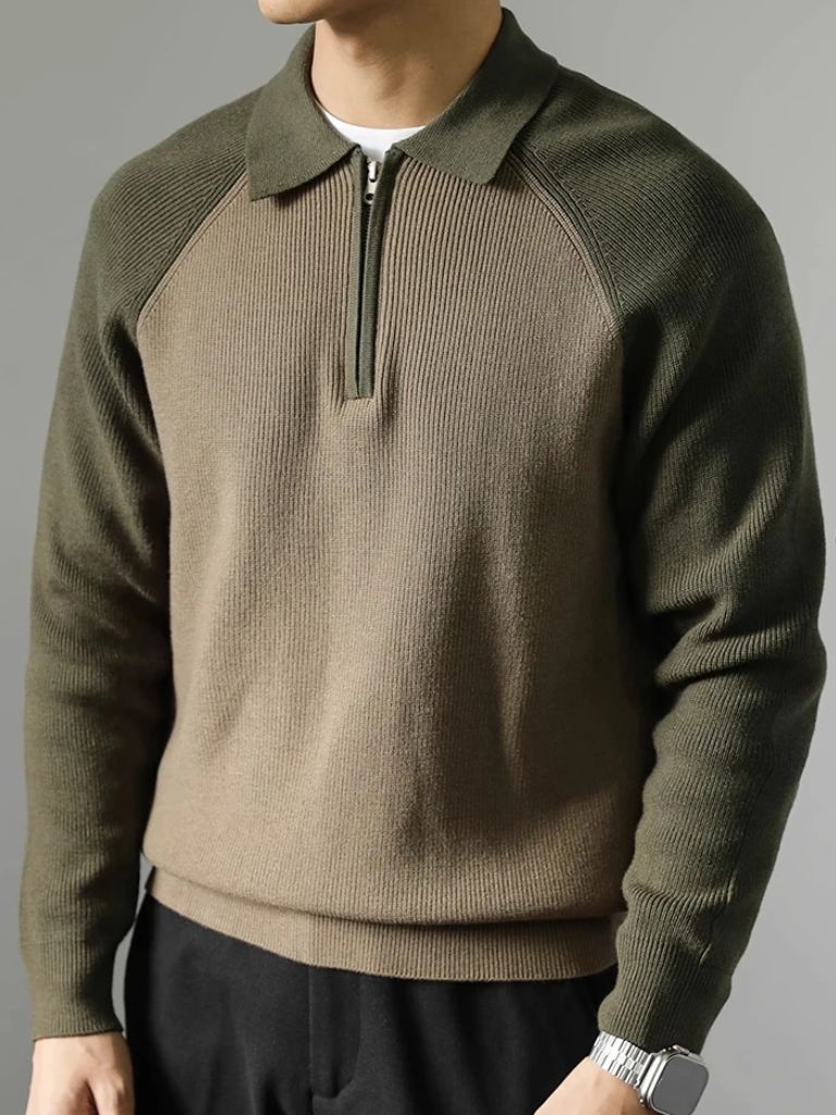 Raglan Sweater with Quarter Zip