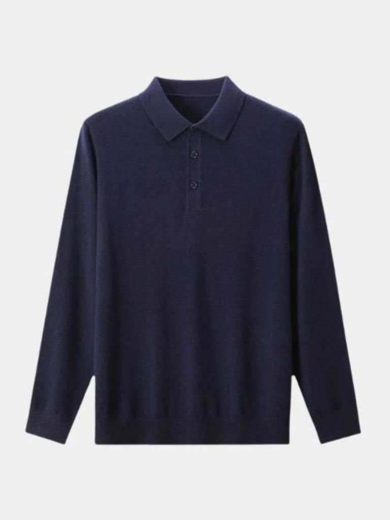 Polo Sweater in Wool with Buttons