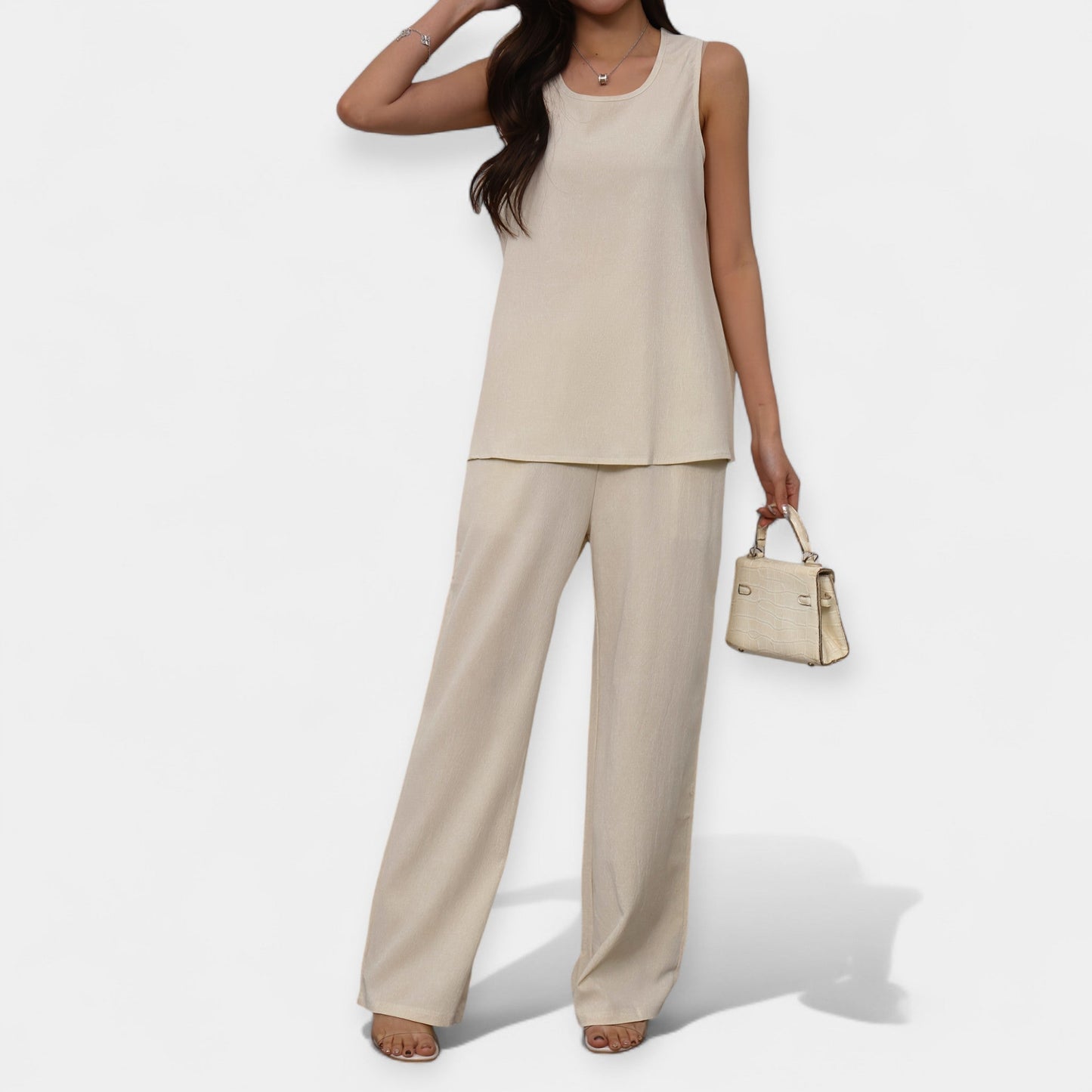 Casual Set with Sleeveless Top and Wide Trousers