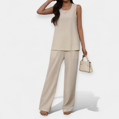 Casual Set with Sleeveless Top and Wide Trousers