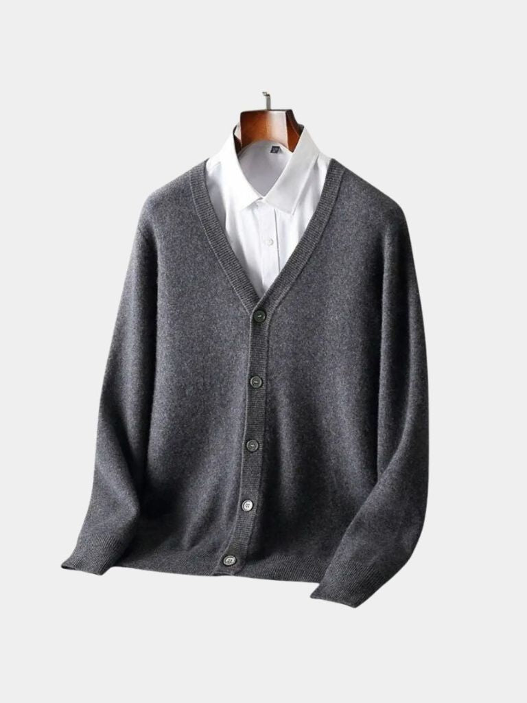 100% Merino Wool V-Neck Cardigan