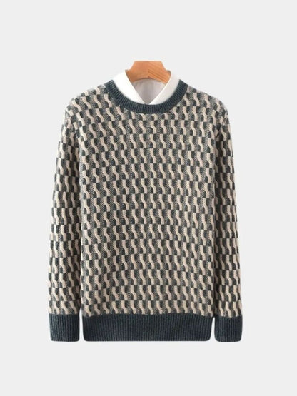 100% Wool Geometric Round Neck Sweater