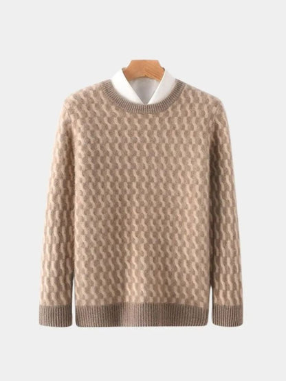 100% Wool Geometric Round Neck Sweater