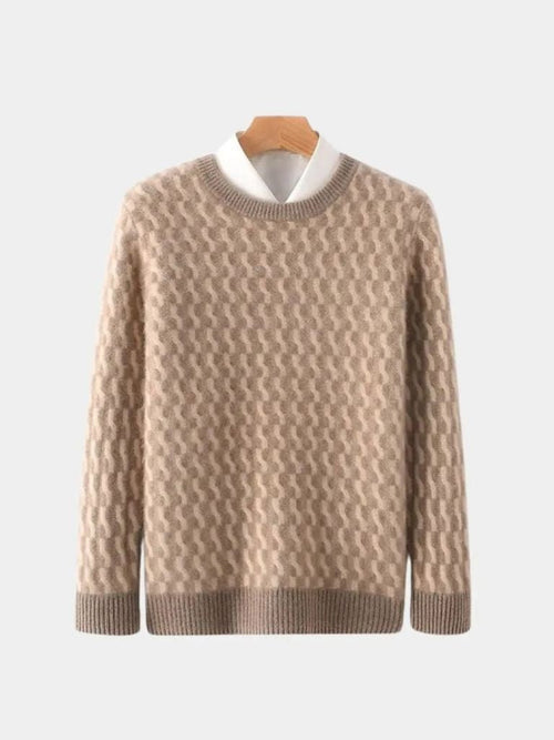 100% Wool Geometric Round Neck Sweater