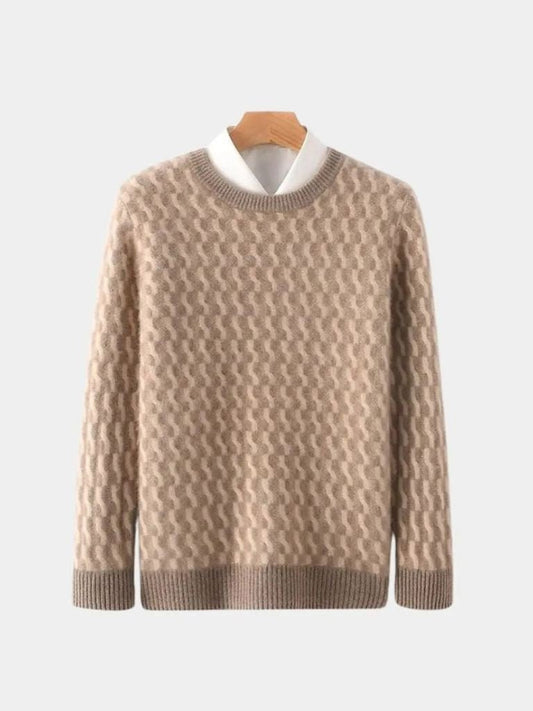 100% Wool Geometric Round Neck Sweater