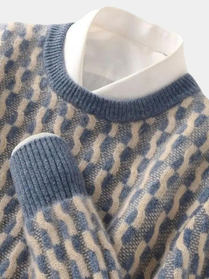 100% Wool Geometric Round Neck Sweater