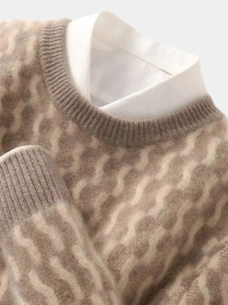 100% Wool Geometric Round Neck Sweater
