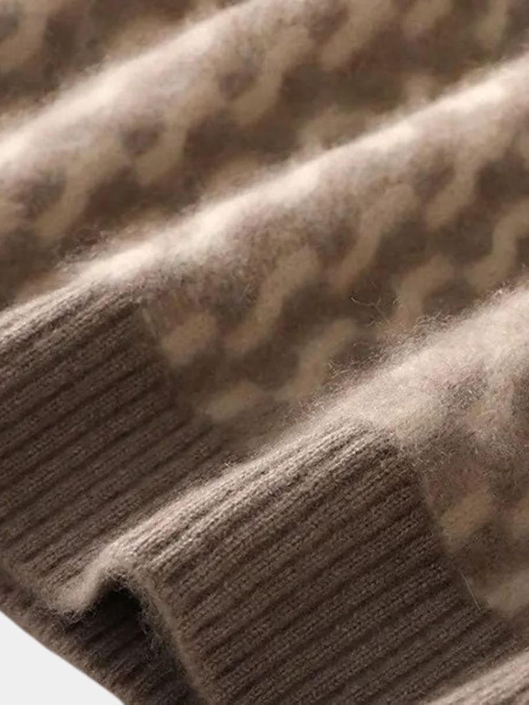 100% Wool Geometric Round Neck Sweater