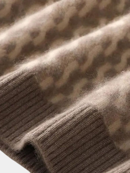 100% Wool Geometric Round Neck Sweater