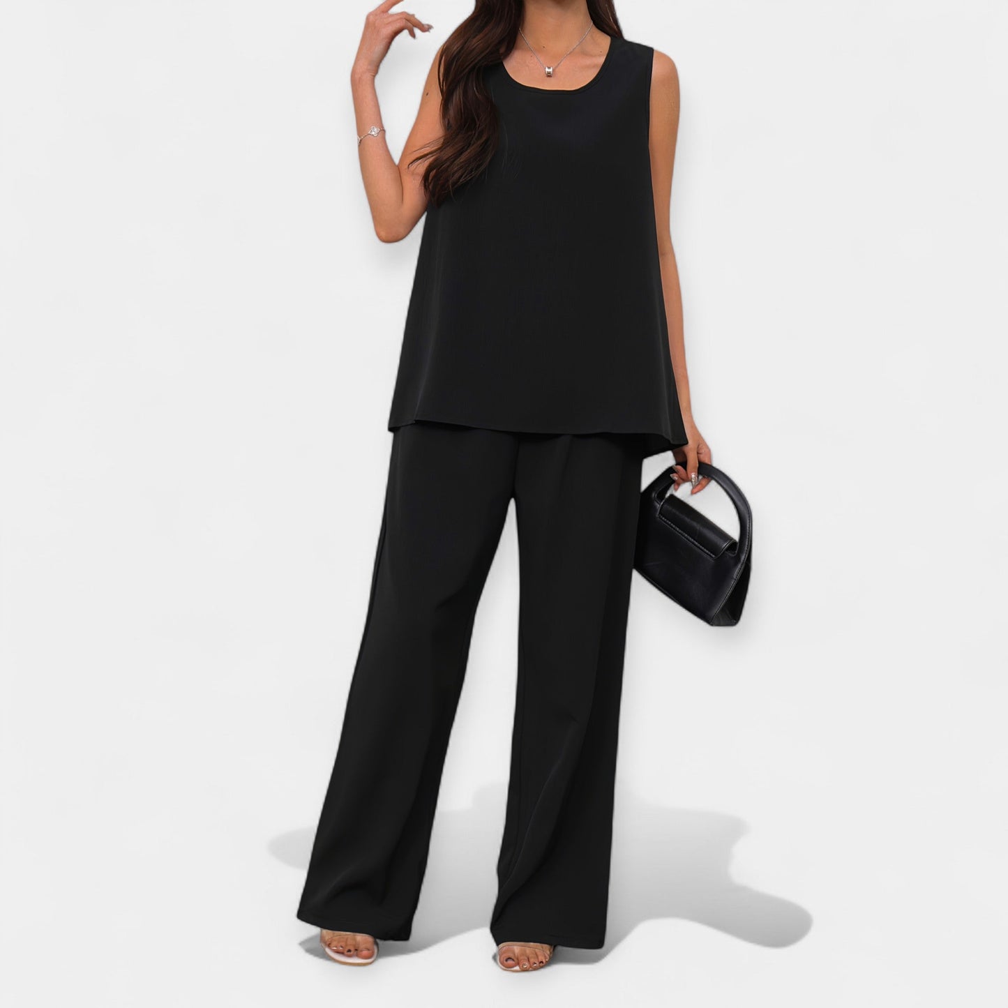 Casual Set with Sleeveless Top and Wide Trousers