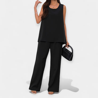 Casual Set with Sleeveless Top and Wide Trousers
