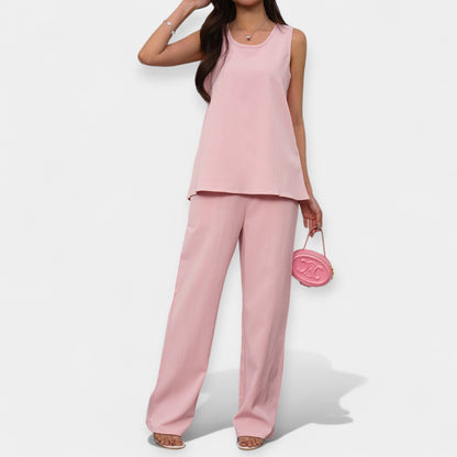 Casual Set with Sleeveless Top and Wide Trousers