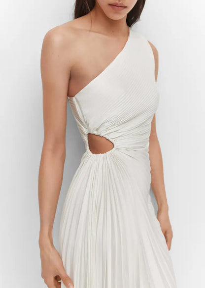 Sylviana - One-Shoulder Pleated Midi Dress