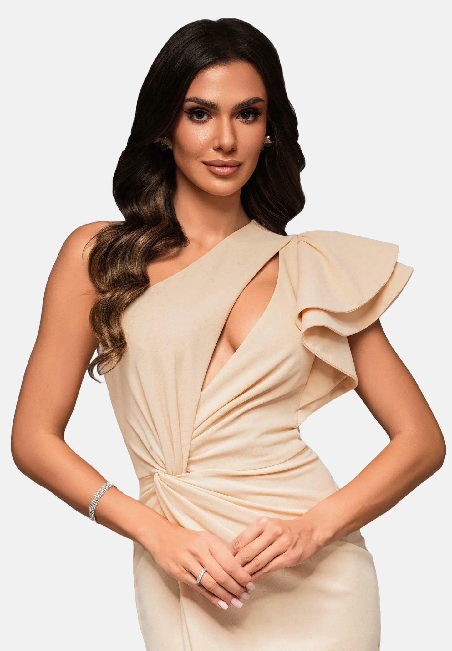 Caz - Off-Shoulder Dress with Ruffles and Slit