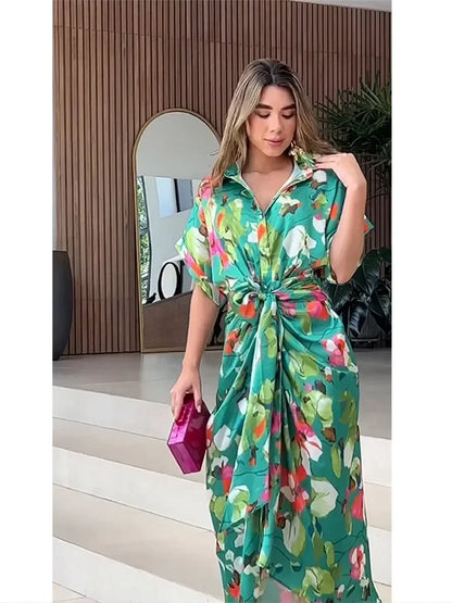 Valentina - Floral Maxi Dress with Buttons