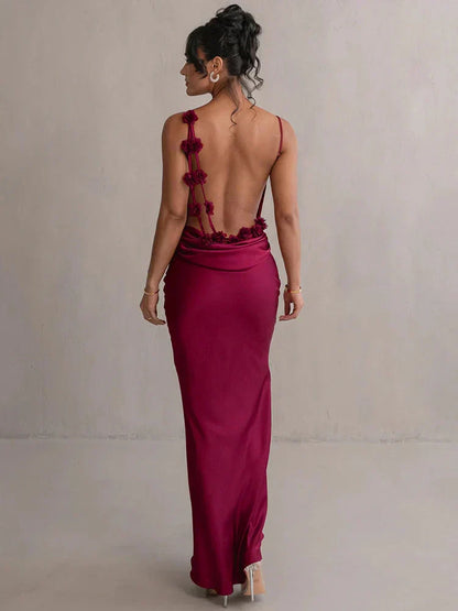 Cassiane - Satin Floral Dress