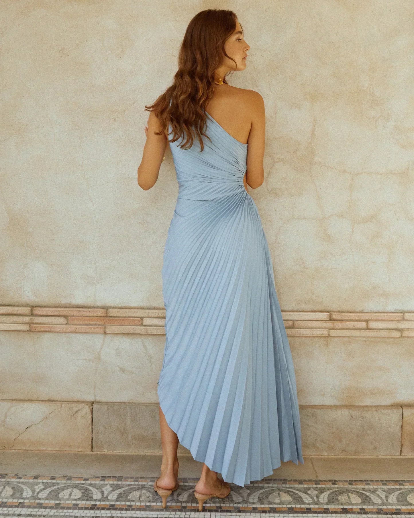 Sylviana - One-Shoulder Pleated Midi Dress