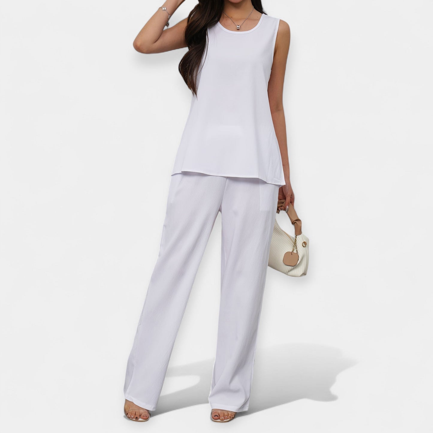 Casual Set with Sleeveless Top and Wide Trousers