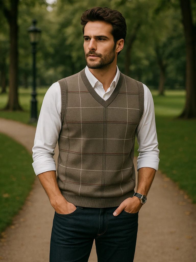 Kinit Checked Academic Waistcoat