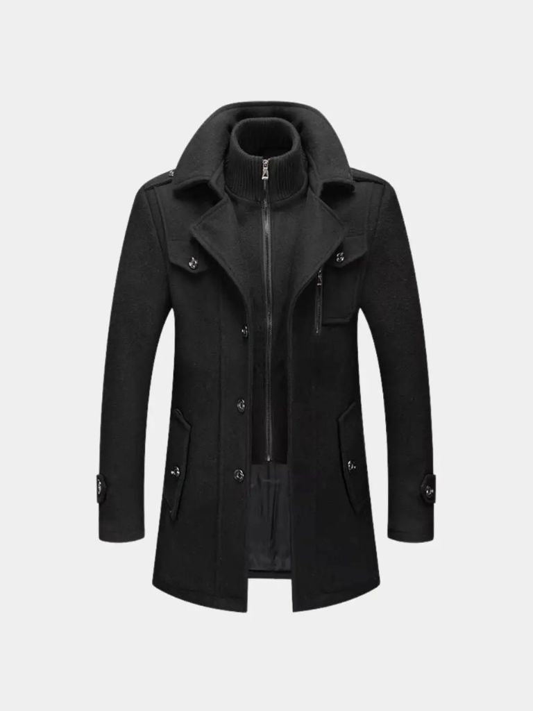 Aristocratic Black Wool Coat
