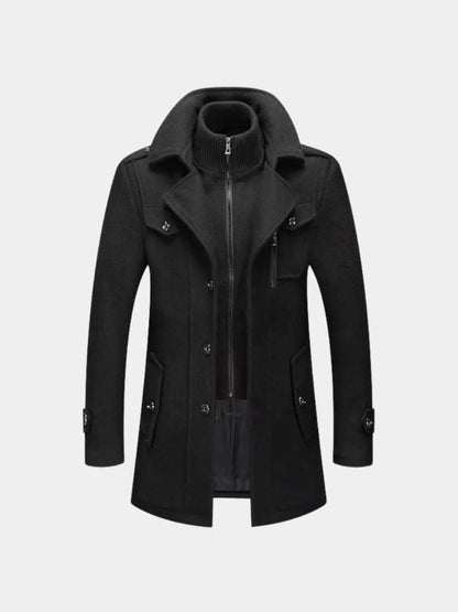 Aristocratic Black Wool Coat