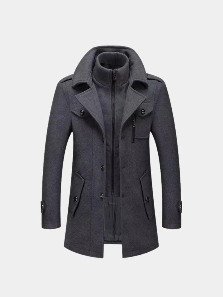 Aristocratic Black Wool Coat