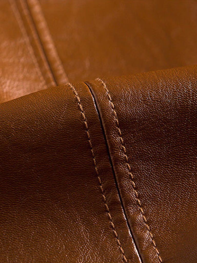 Bold Leather Jacket in Caramel Colour