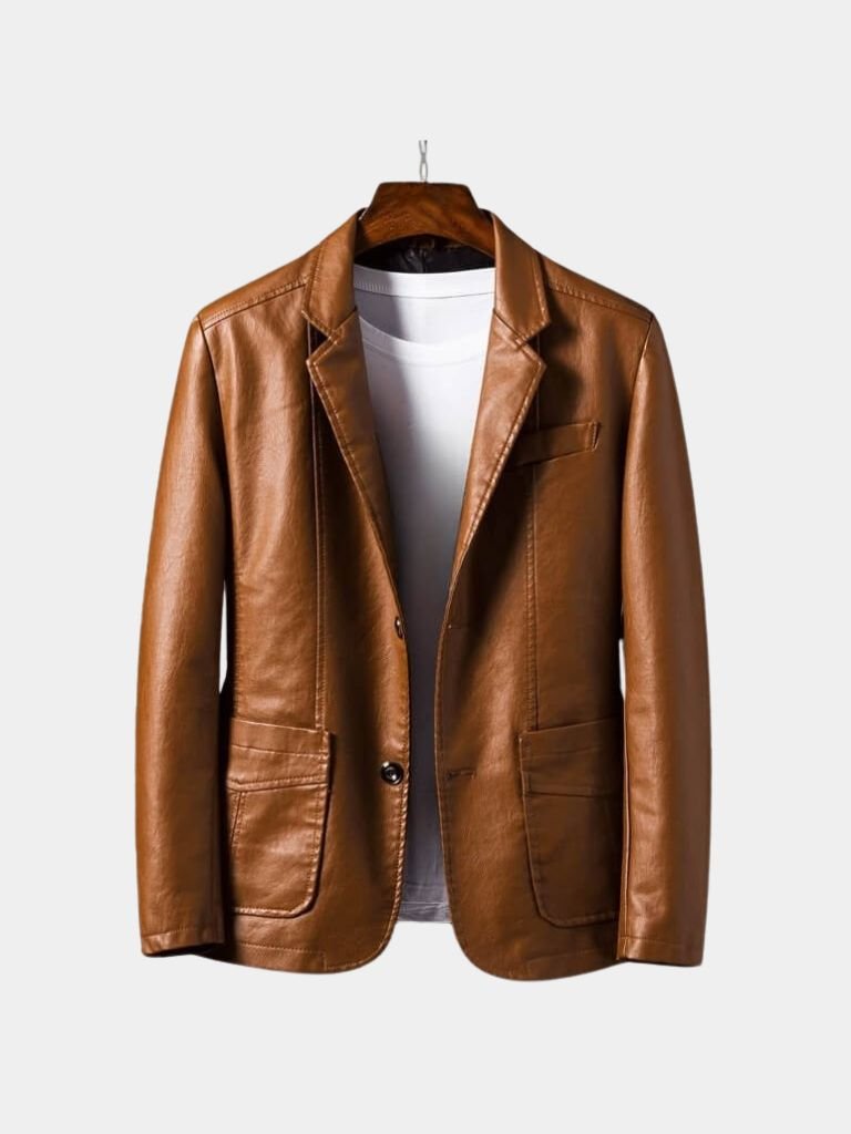 Bold Leather Jacket in Caramel Colour