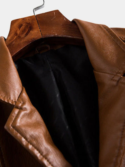 Bold Leather Jacket in Caramel Colour