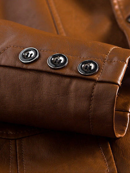 Bold Leather Jacket in Caramel Colour