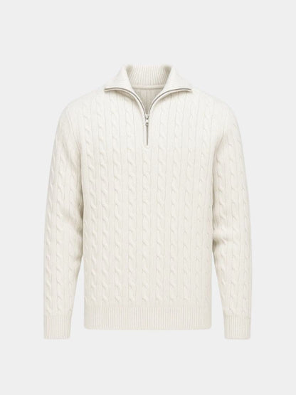 Cable Knit Sweater with Zip