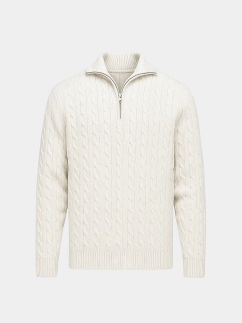 Cable Knit Sweater with Zip