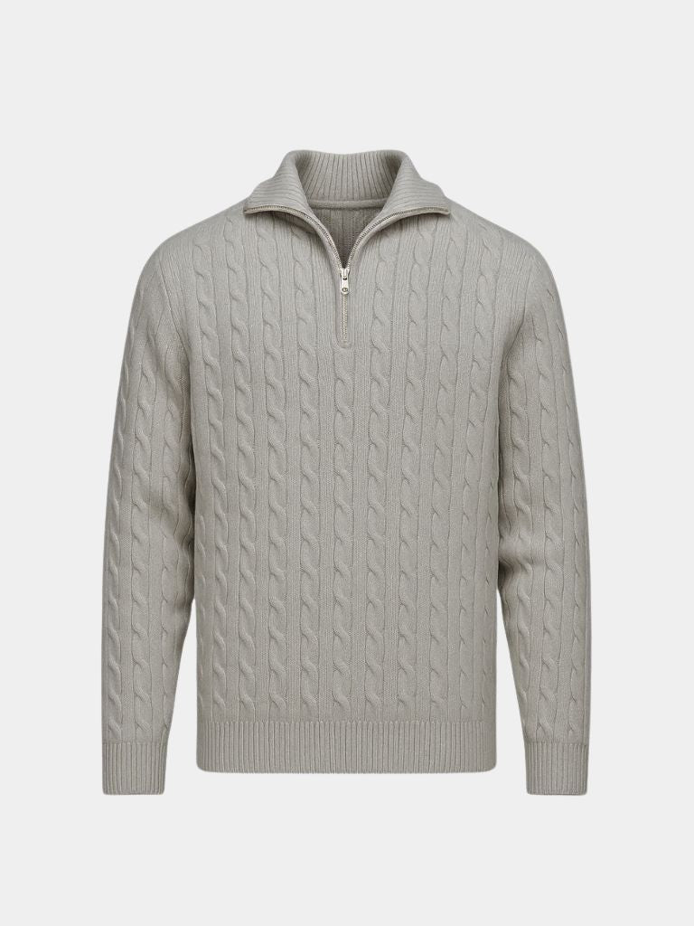 Cable Knit Sweater with Zip
